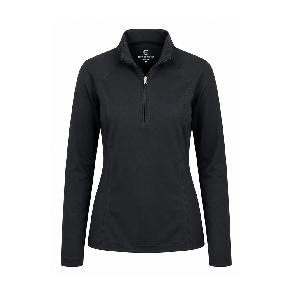 Zero Restriction Women Black Quarter Zip‎ Pullover Golf Activewear L290L Size M